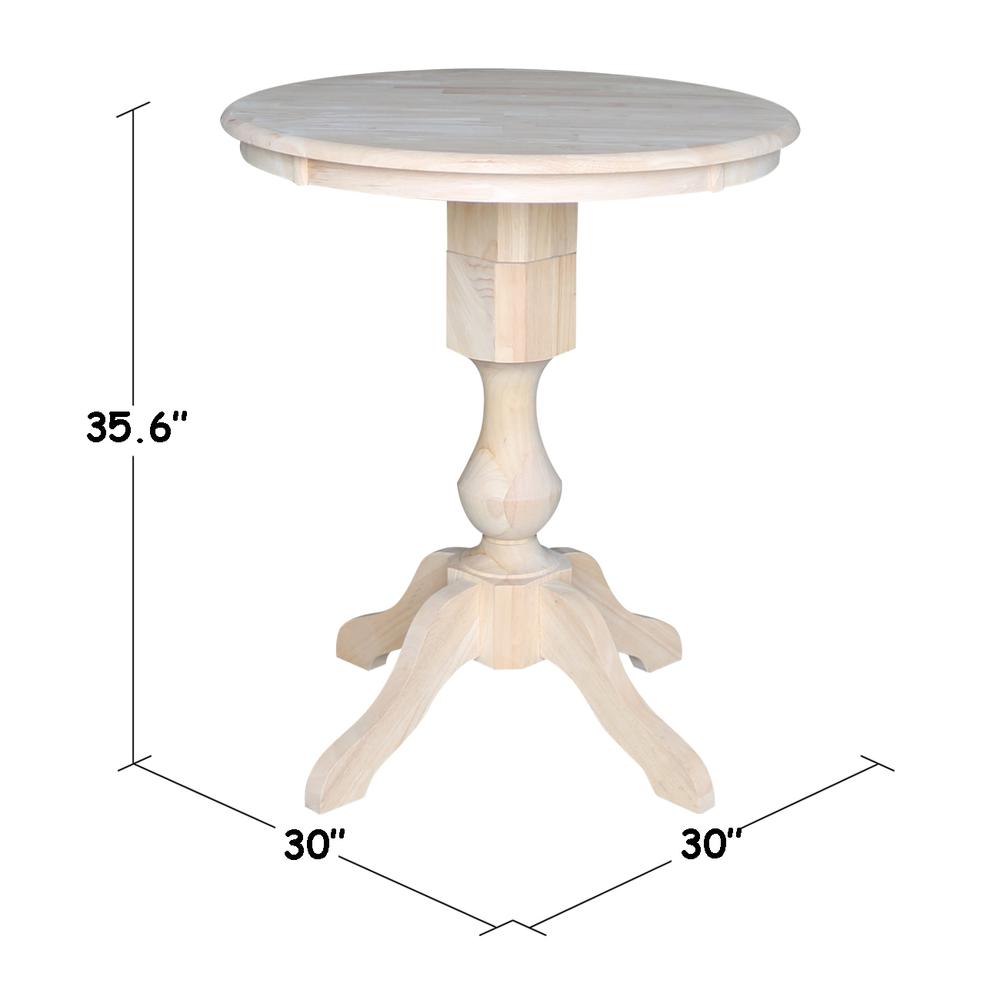 30" Round Top Pedestal Table - 34.9"H, Unfinished. Picture 1