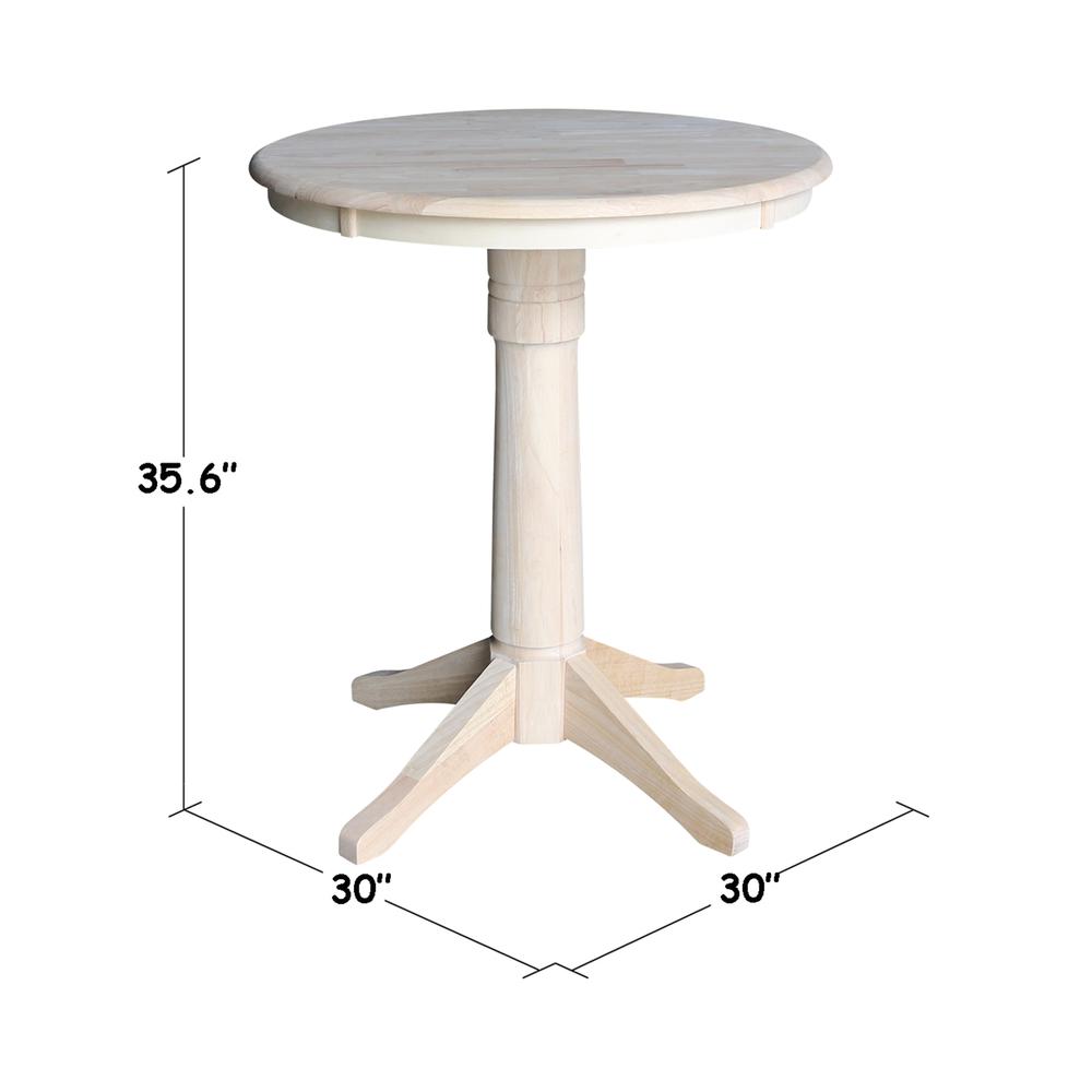 30" Round Top Pedestal Table - 28.9"H, Unfinished. Picture 6