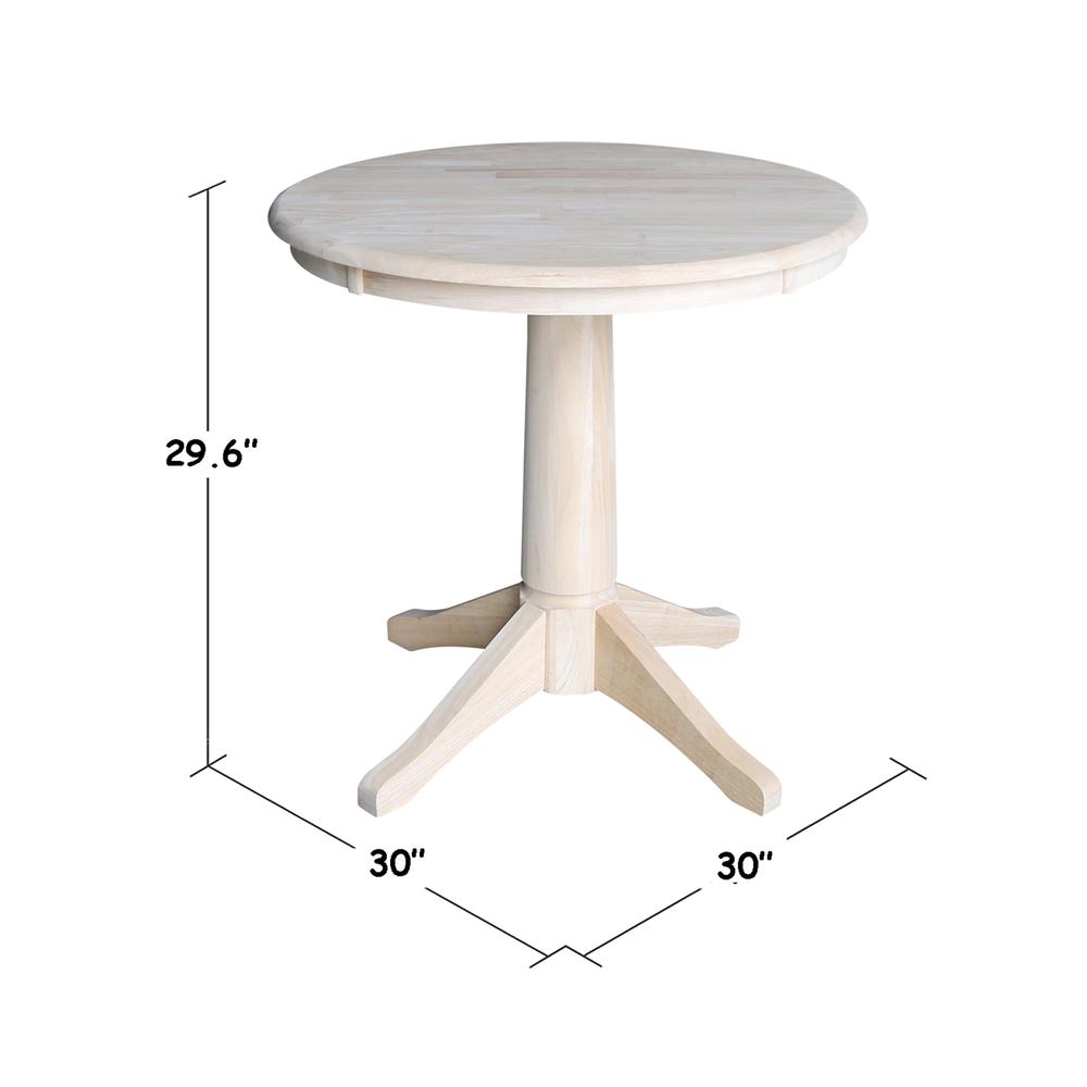 30" Round Top Pedestal Table - 28.9"H, Unfinished. Picture 1