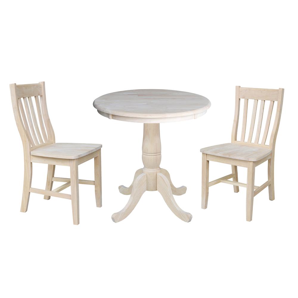 30" Round Top Pedestal Table - With 2 C08-61 Chairs. Picture 1
