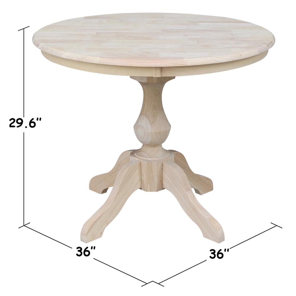 36" Round Top Pedestal Table - 28.9"H, Unfinished. Picture 5