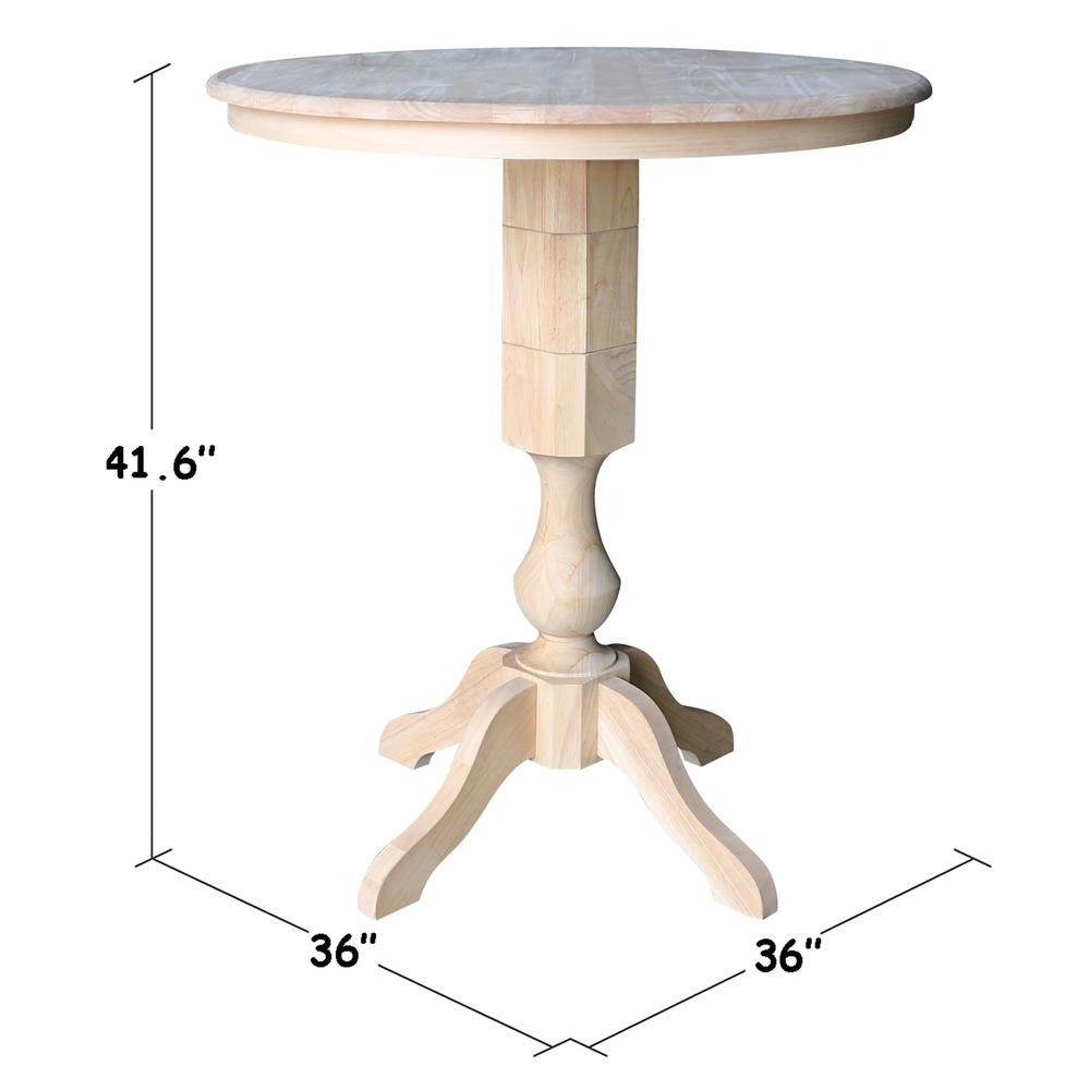 36" Round Top Pedestal Table - 40.9"H, Unfinished. Picture 1