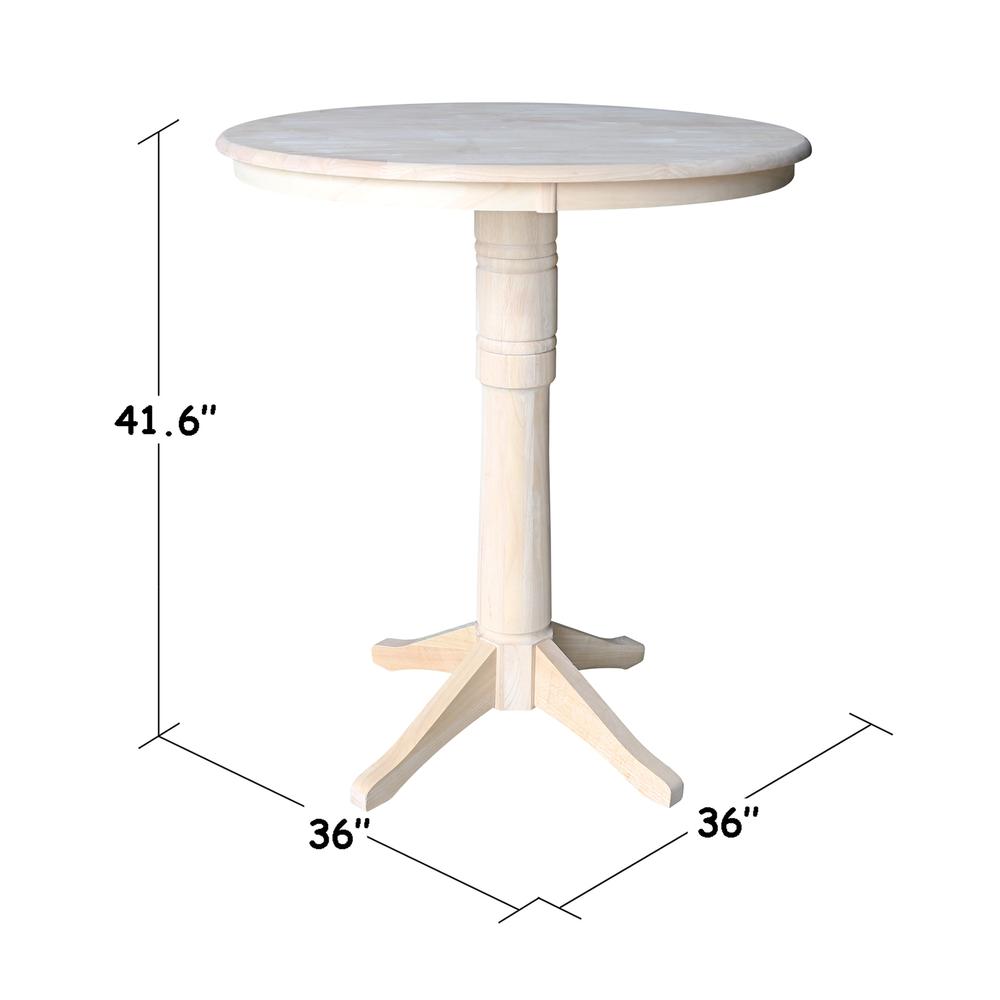 36" Round Top Pedestal Table - 34.9"H, Unfinished. Picture 4