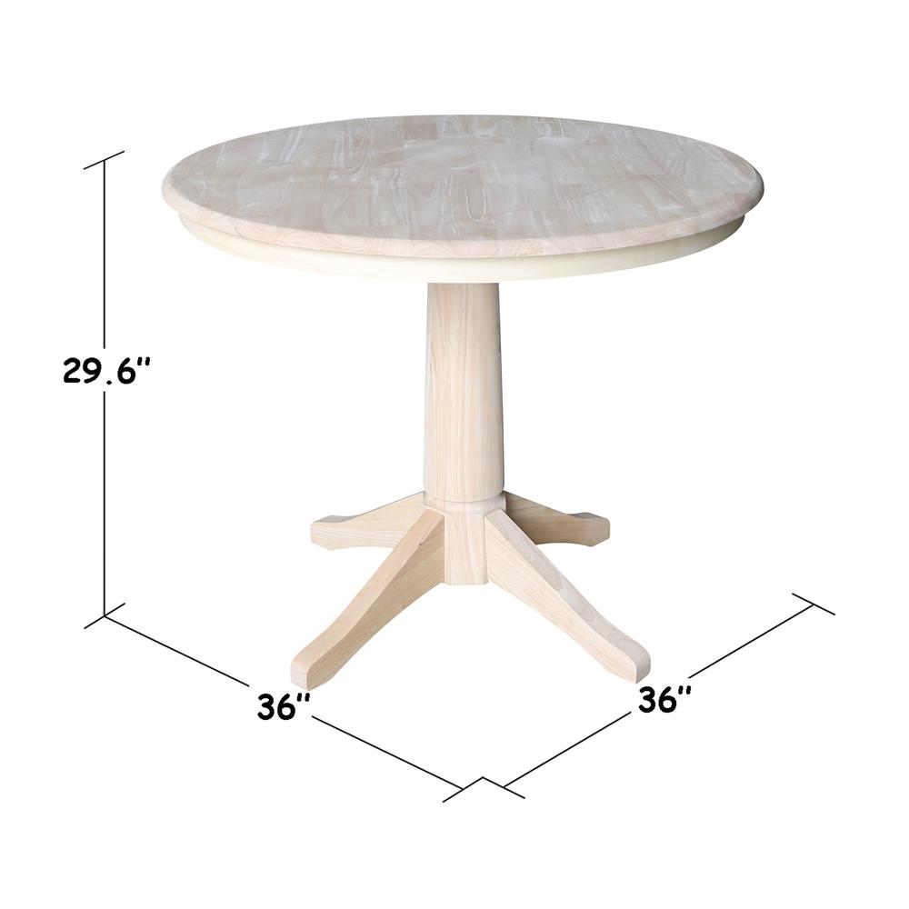 36" Round Top Pedestal Table - 28.9"H, Unfinished. Picture 24