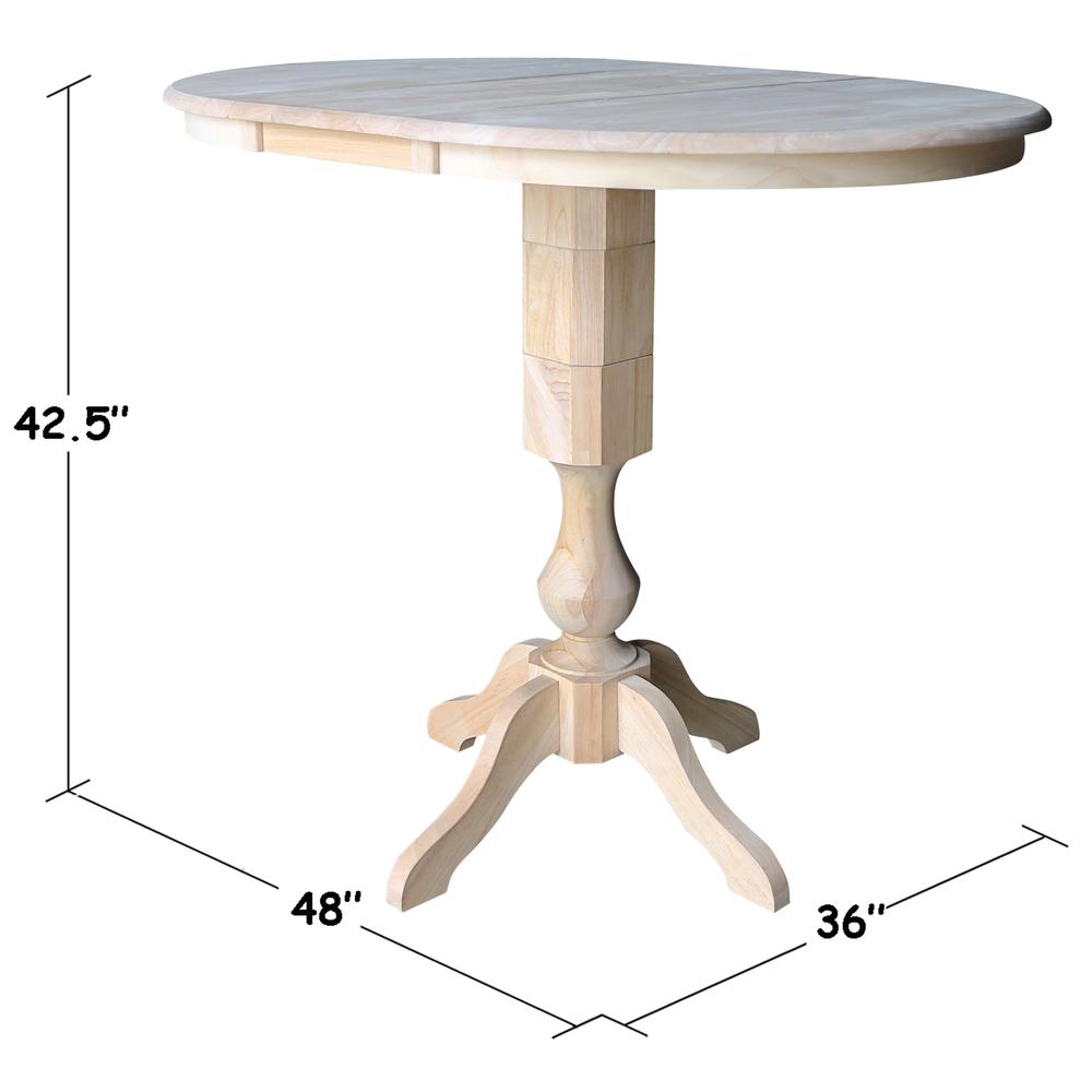 36" Round Top Pedestal Table With 12" Leaf - 34.9"H - Dining or Counter Height, Unfinished. Picture 8