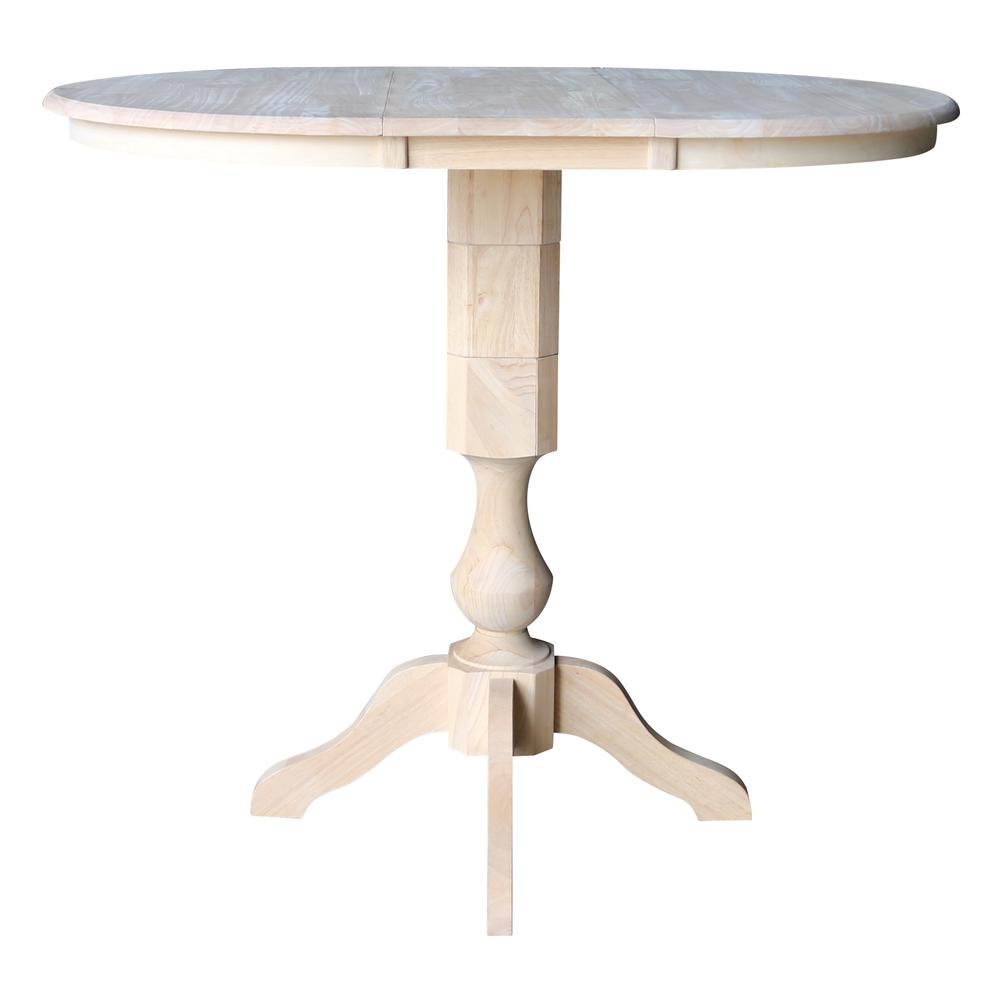 36" Round Top Pedestal Table With 12" Leaf - 34.9"H - Dining or Counter Height, Unfinished. Picture 9