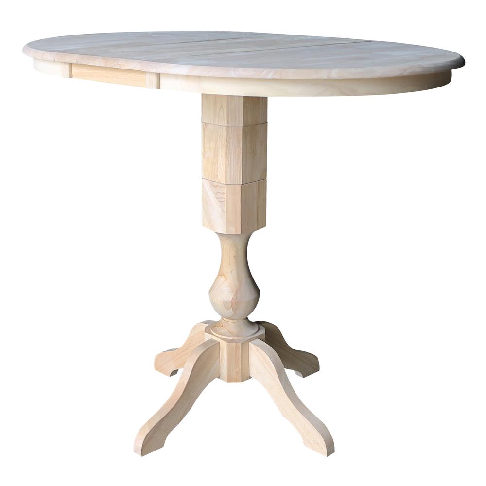 36" Round Top Pedestal Table With 12" Leaf - 34.9"H - Dining or Counter Height, Unfinished. Picture 14