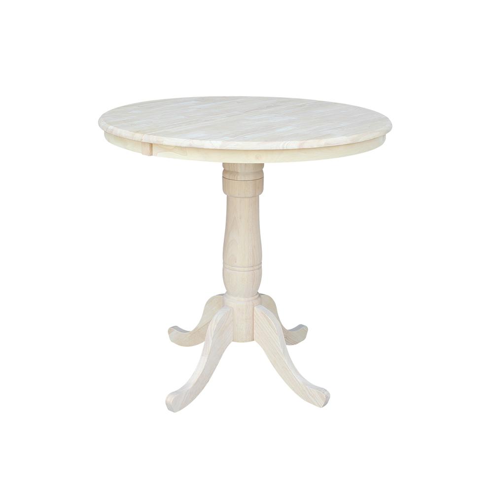 36" Round Top Pedestal Table With 12" Leaf - 34.9"H - Dining or Counter Height, Unfinished. Picture 15