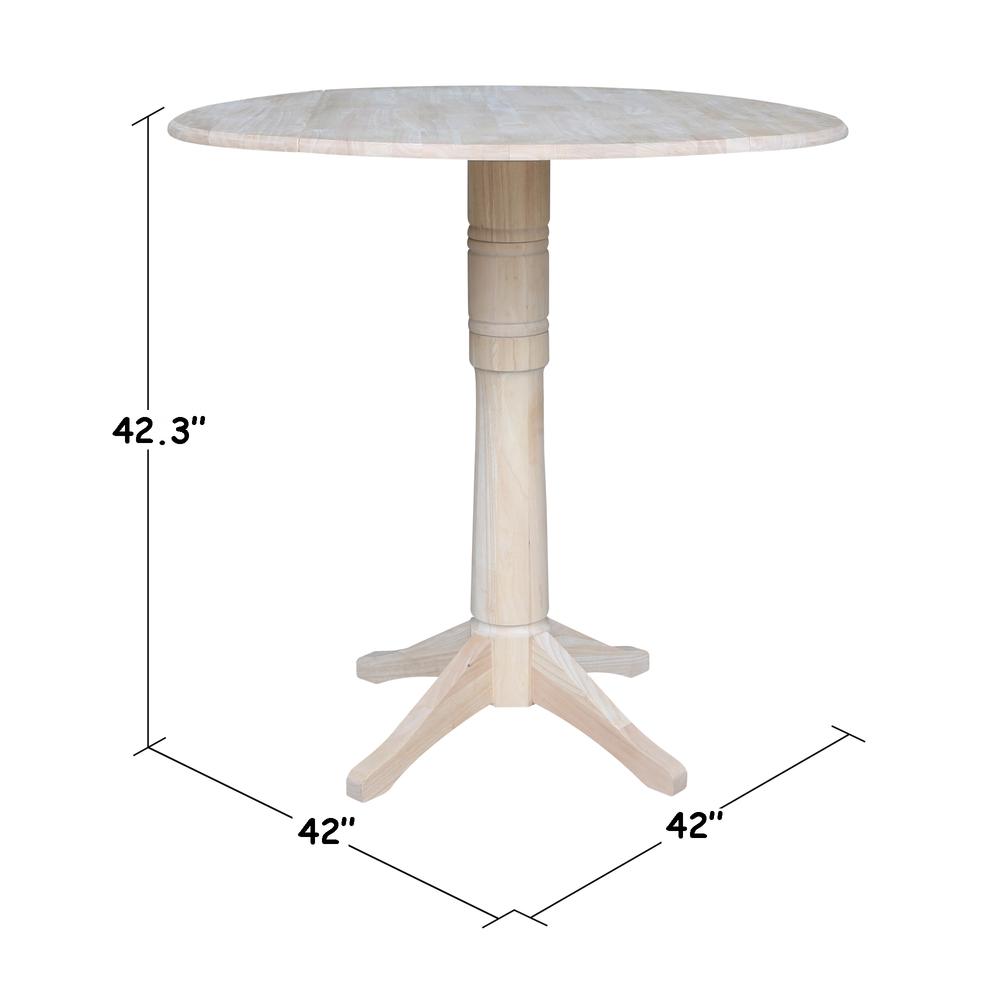 42" Round Dual Drop Leaf Pedestal Table - 42.3"H, Unfinished, Ready to finish. Picture 7