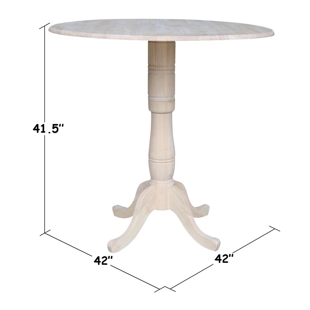 42" Round Pedestal Bar Height Table with Two Bar Height Stools, Unfinished, Ready to finish. Picture 7