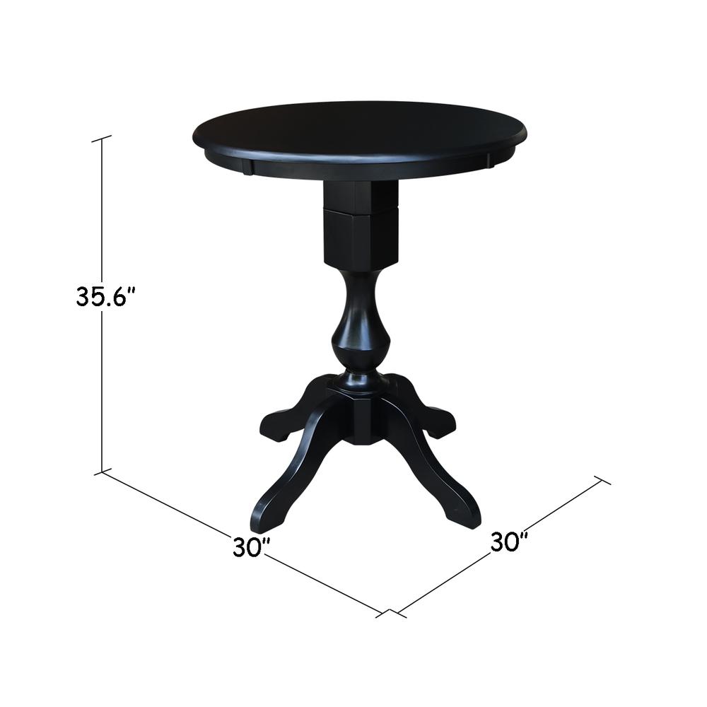 30" Round Top Pedestal Table - 34.9"H, Black. Picture 1