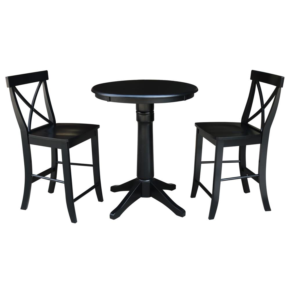30" Round Top Pedestal Table - 28.9"H, Black. Picture 16