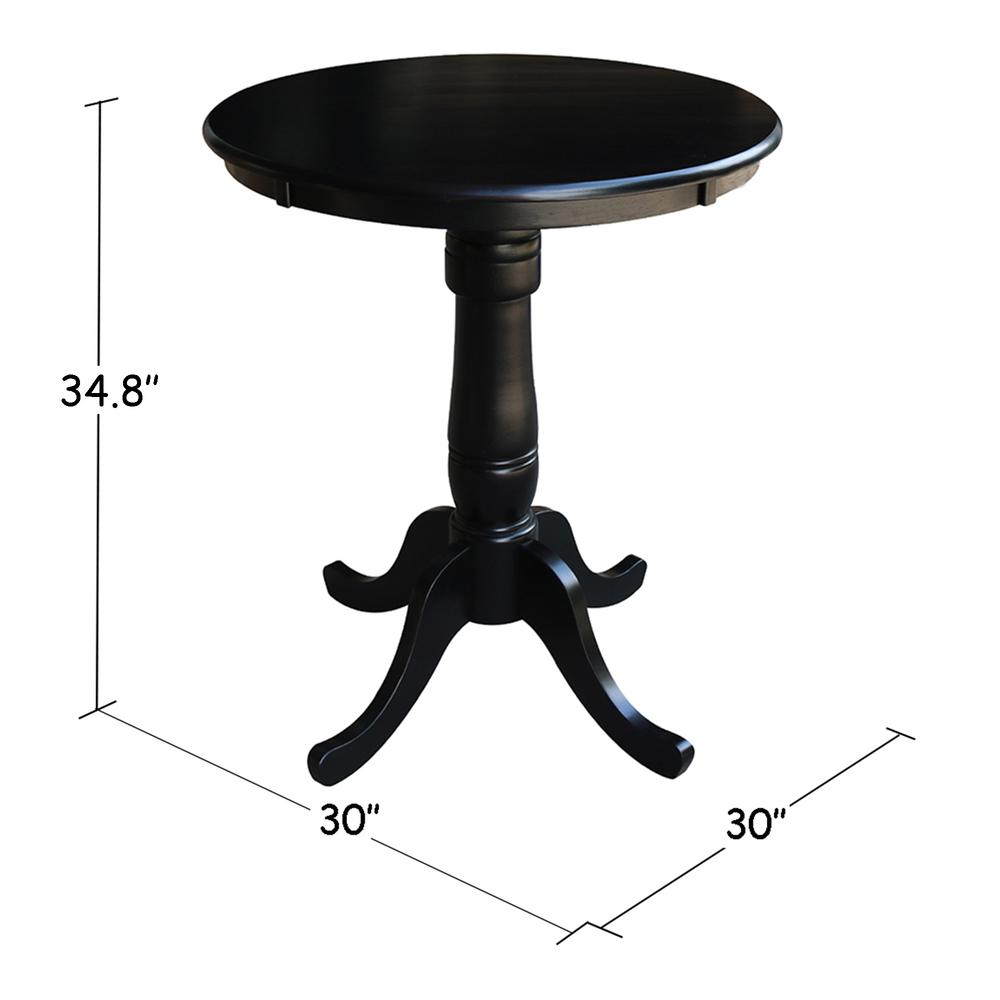 30" Round Top Pedestal Table - 34.9"H, Black. Picture 1
