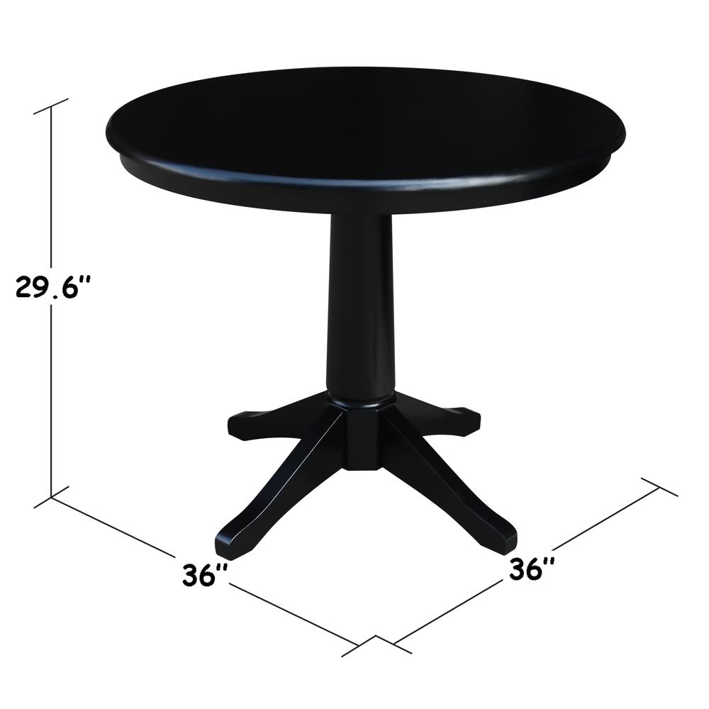 36" Round Top Pedestal Table - 28.9"H, Black. Picture 1
