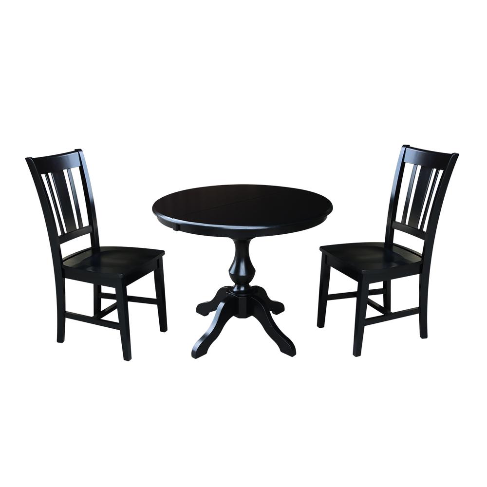 36" Round Top Pedestal Table With 12" Leaf - 28.9"H - Dining Height, Black. Picture 10