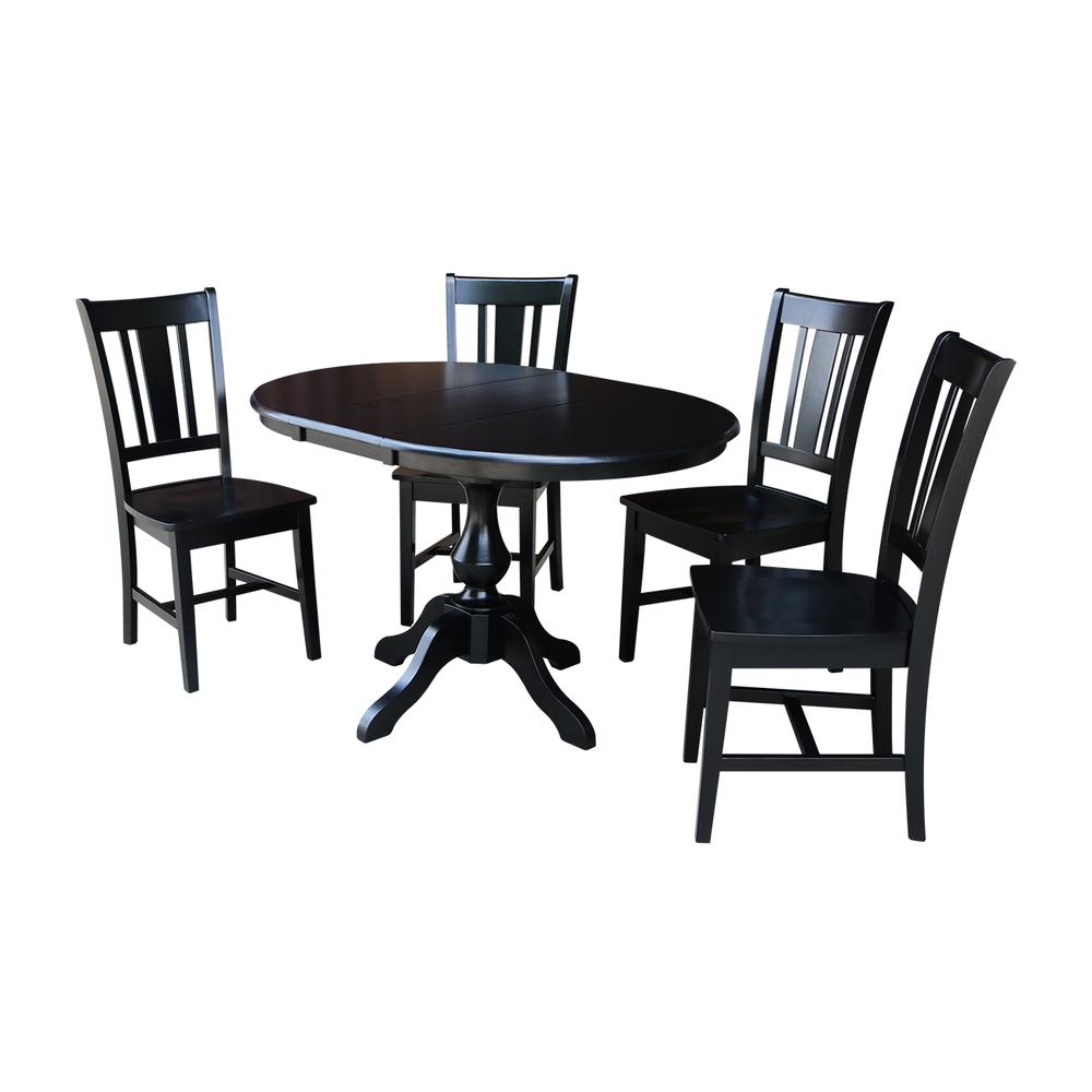 36" Round Top Pedestal Table With 12" Leaf - 28.9"H - Dining Height, Black. Picture 11