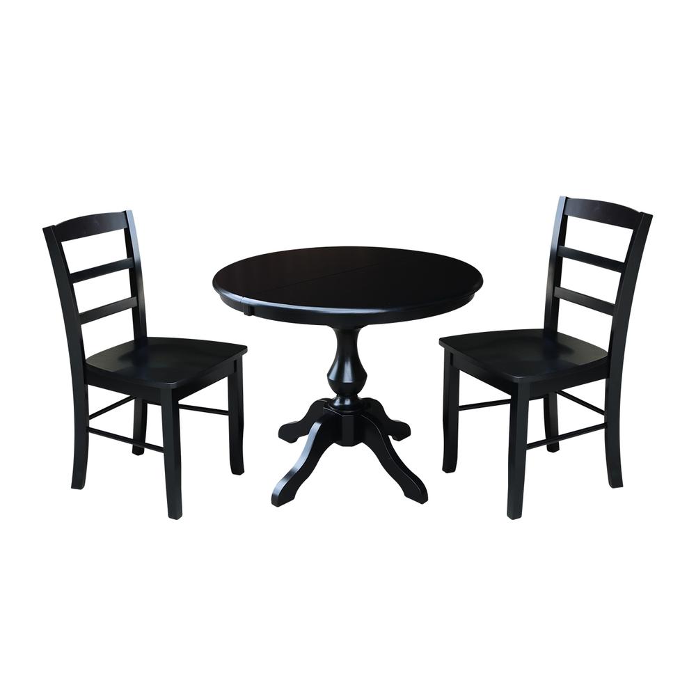 36" Round Top Pedestal Table With 12" Leaf - 28.9"H - Dining Height, Black. Picture 12