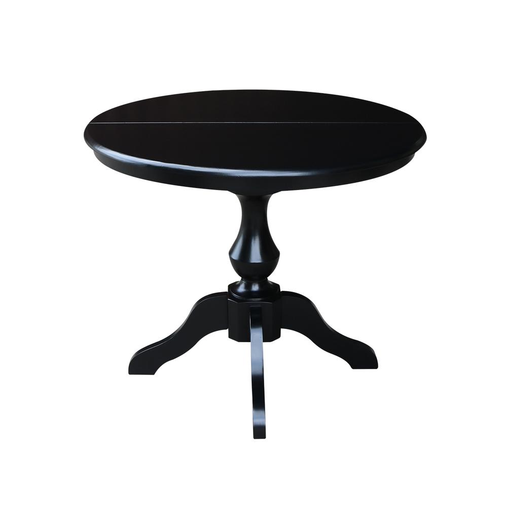 36" Round Top Pedestal Table With 12" Leaf - 28.9"H - Dining Height, Black. Picture 4