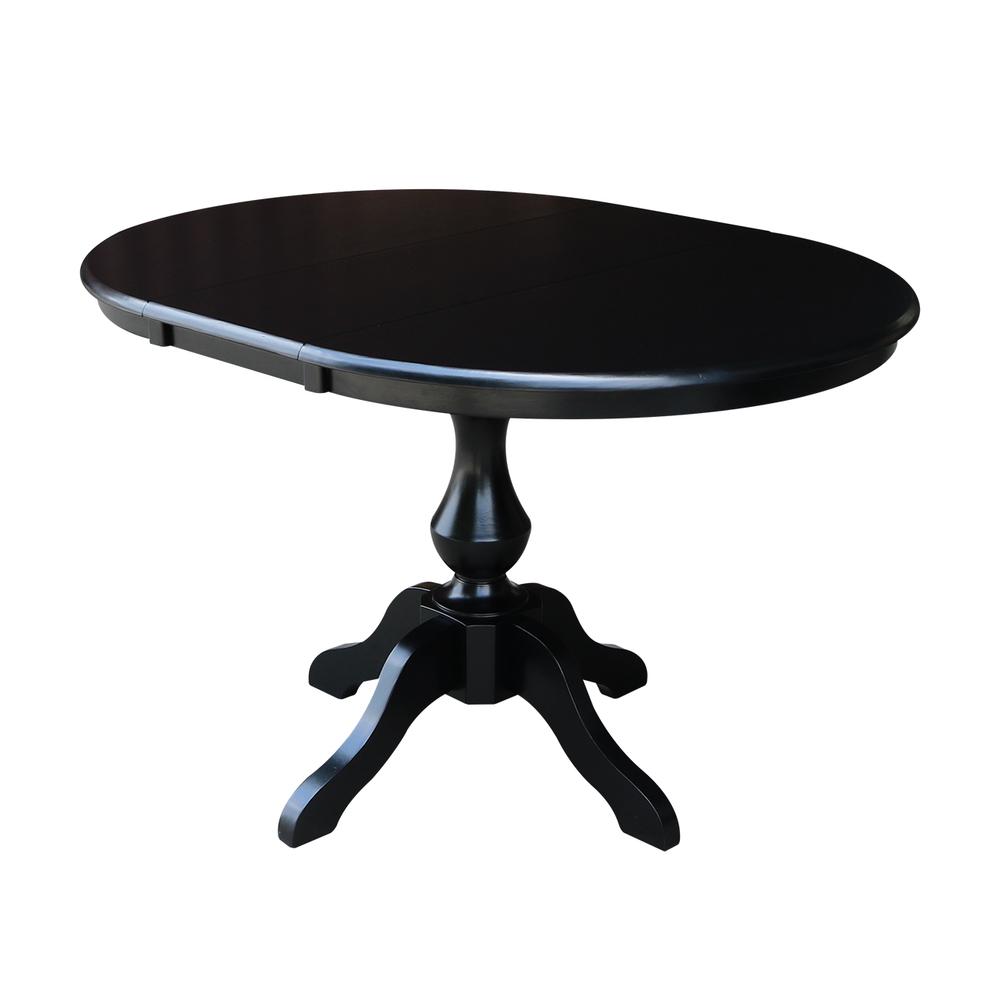36" Round Top Pedestal Table With 12" Leaf - 28.9"H - Dining Height, Black. Picture 8