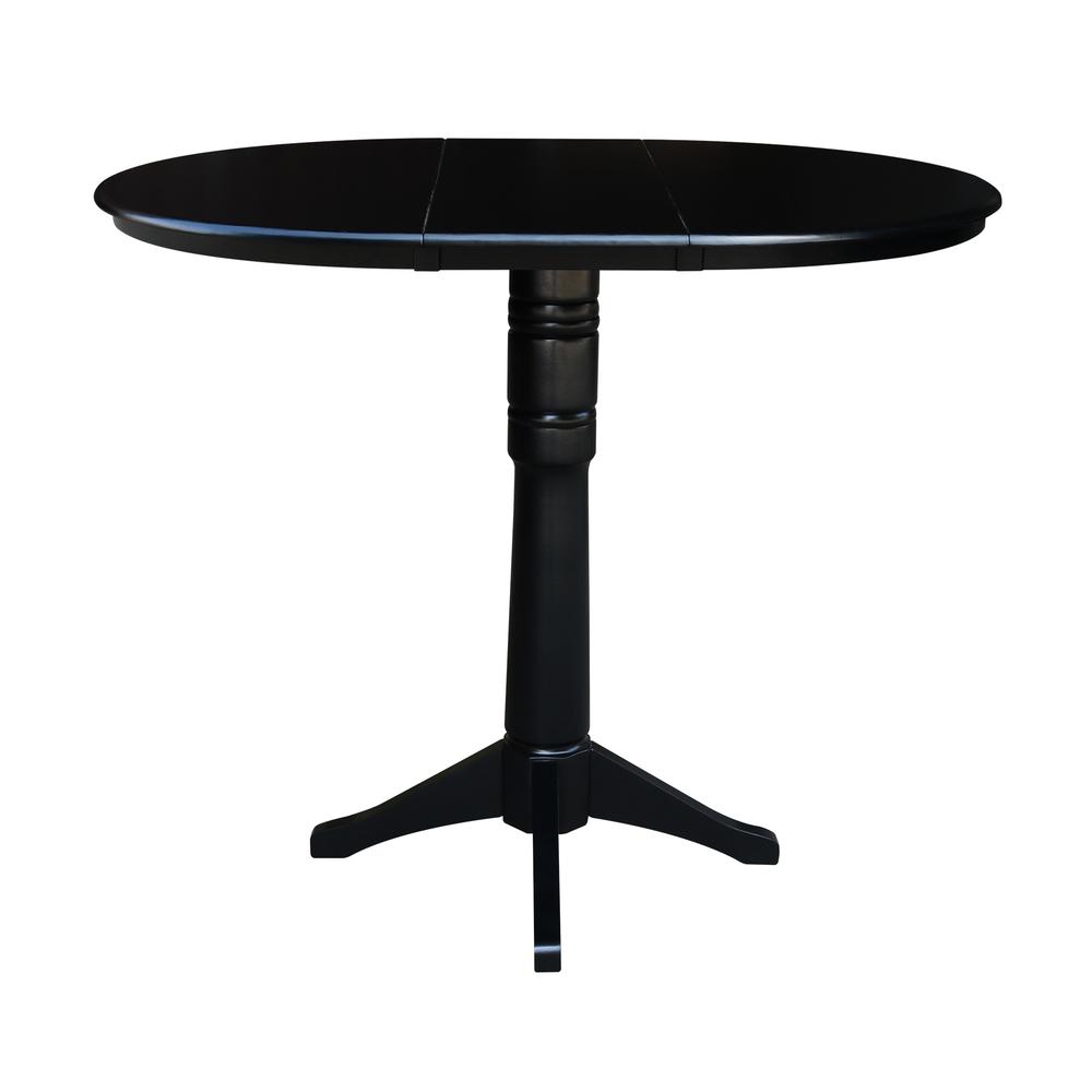 36" Round Top Pedestal Table With 12" Leaf - 28.9"H - Dining Height, Black. Picture 13