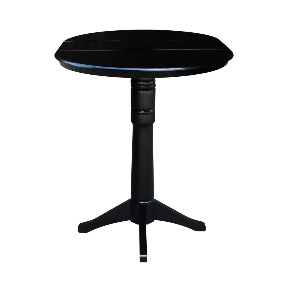 36" Round Top Pedestal Table With 12" Leaf - 28.9"H - Dining Height, Black. Picture 15