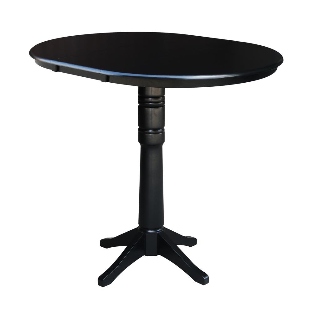 36" Round Top Pedestal Table With 12" Leaf - 28.9"H - Dining Height, Black. Picture 18
