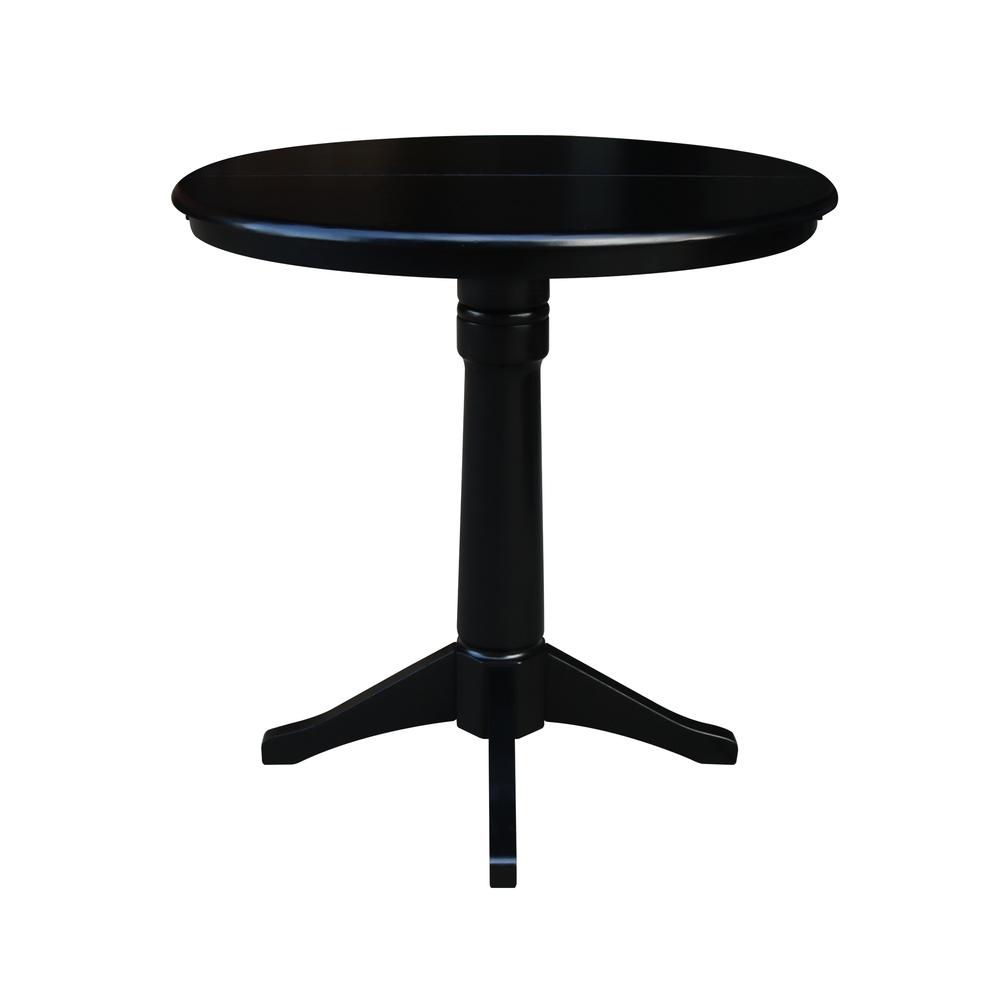 36" Round Top Pedestal Table With 12" Leaf - 28.9"H - Dining Height, Black. Picture 10