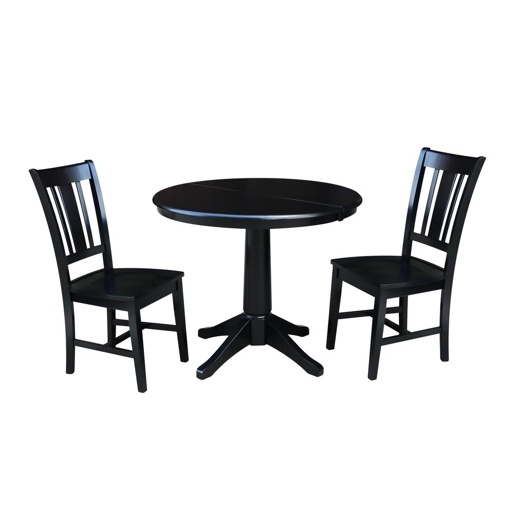 36" Round Top Pedestal Table With 12" Leaf - 28.9"H - Dining Height, Black. Picture 21