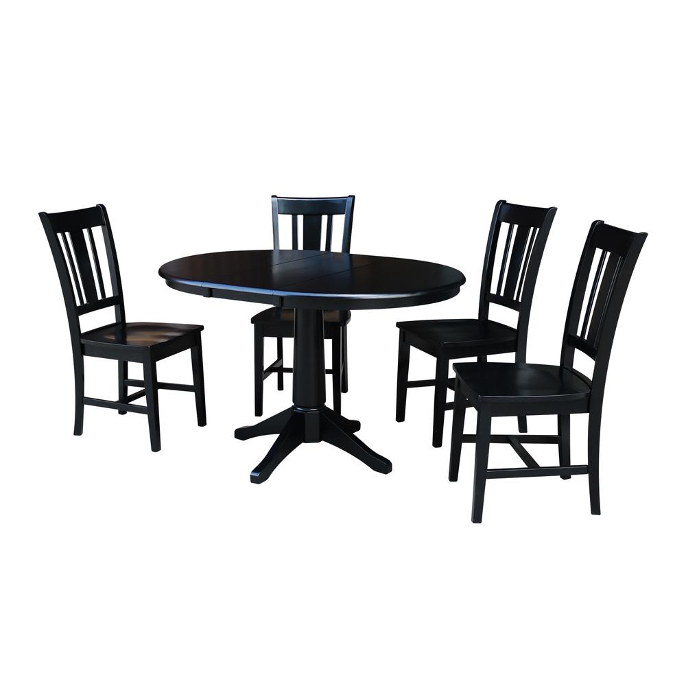 36" Round Top Pedestal Table With 12" Leaf - 28.9"H - Dining Height, Black. Picture 22