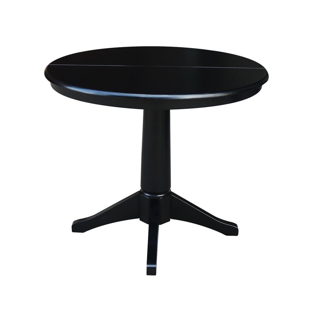 36" Round Top Pedestal Table With 12" Leaf - 28.9"H - Dining Height, Black. Picture 4