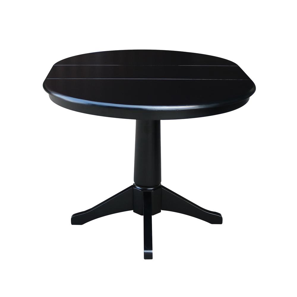 36" Round Top Pedestal Table With 12" Leaf - 28.9"H - Dining Height, Black. Picture 3