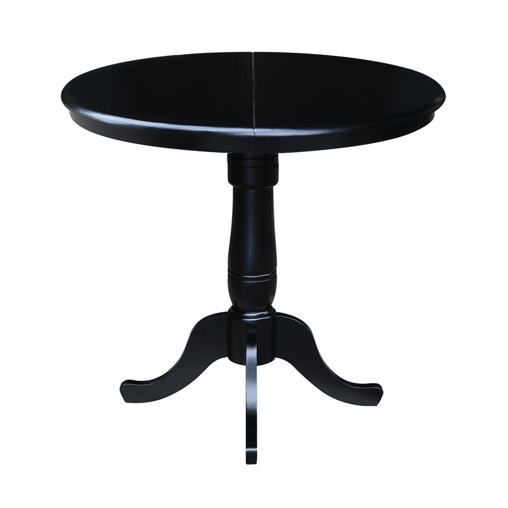 36" Round Top Pedestal Table With 12" Leaf - 34.9"H - Dining or Counter Height, Black. Picture 2
