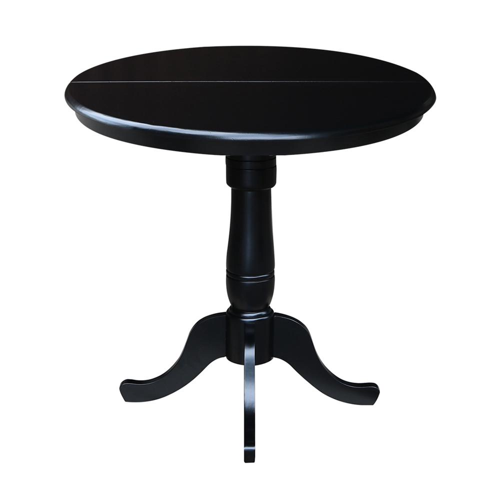 36" Round Top Pedestal Table With 12" Leaf - 34.9"H - Dining or Counter Height, Black. Picture 4