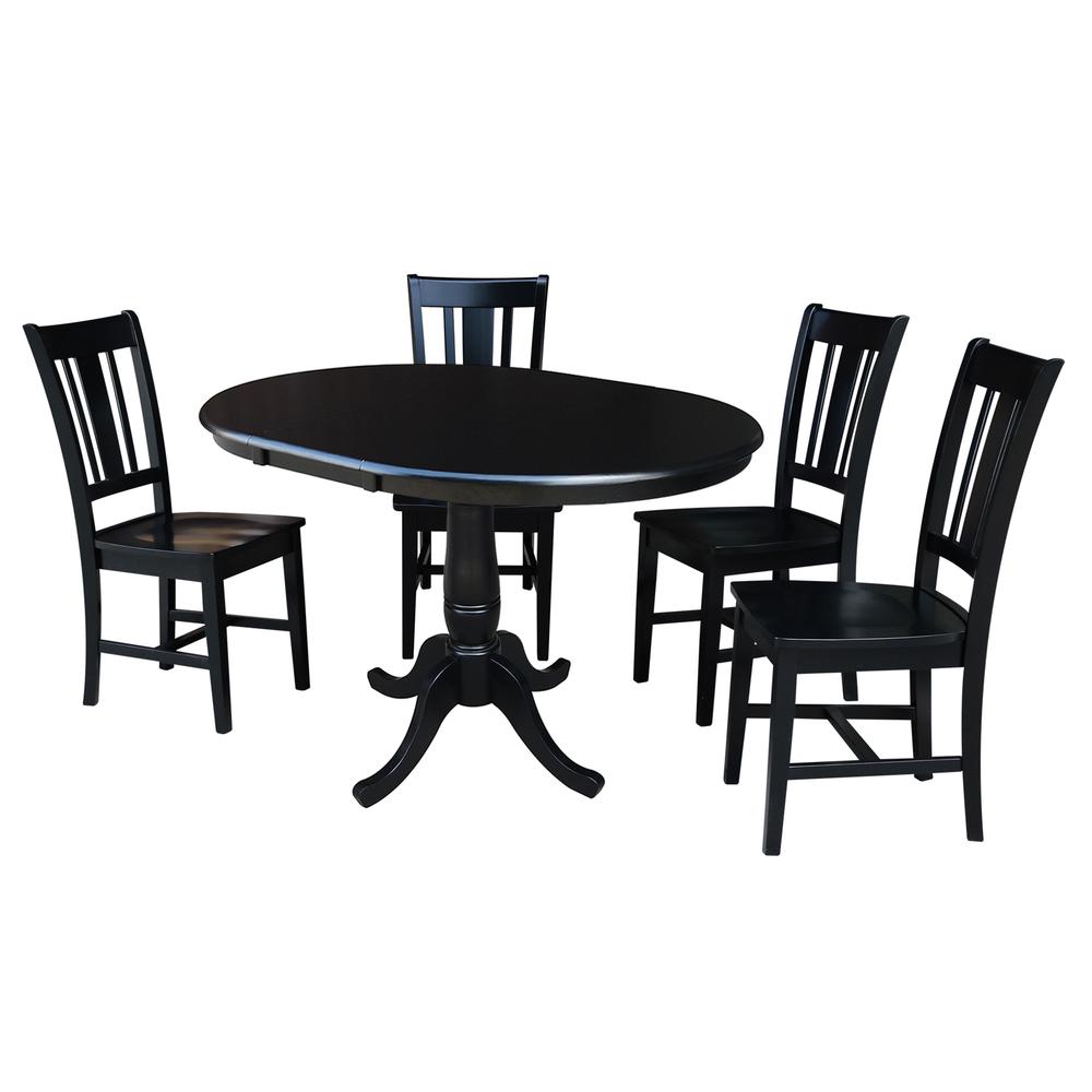 36" Round Extension Dining Table With 2 San Remo Chairs, Black. Picture 1