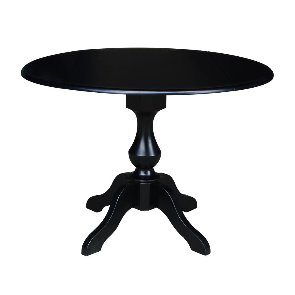 42" Round Dual Drop Leaf Pedestal Table,  29.5"H, Black. Picture 23