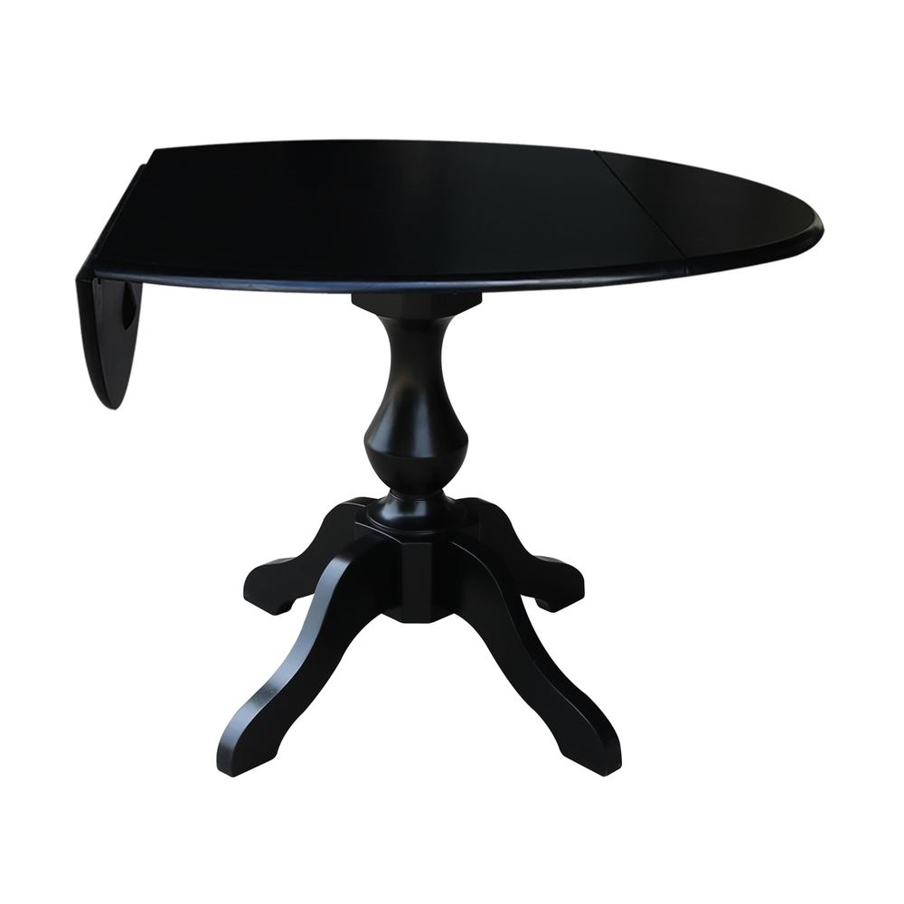 42" Round Dual Drop Leaf Pedestal Table,  29.5"H, Black. Picture 14
