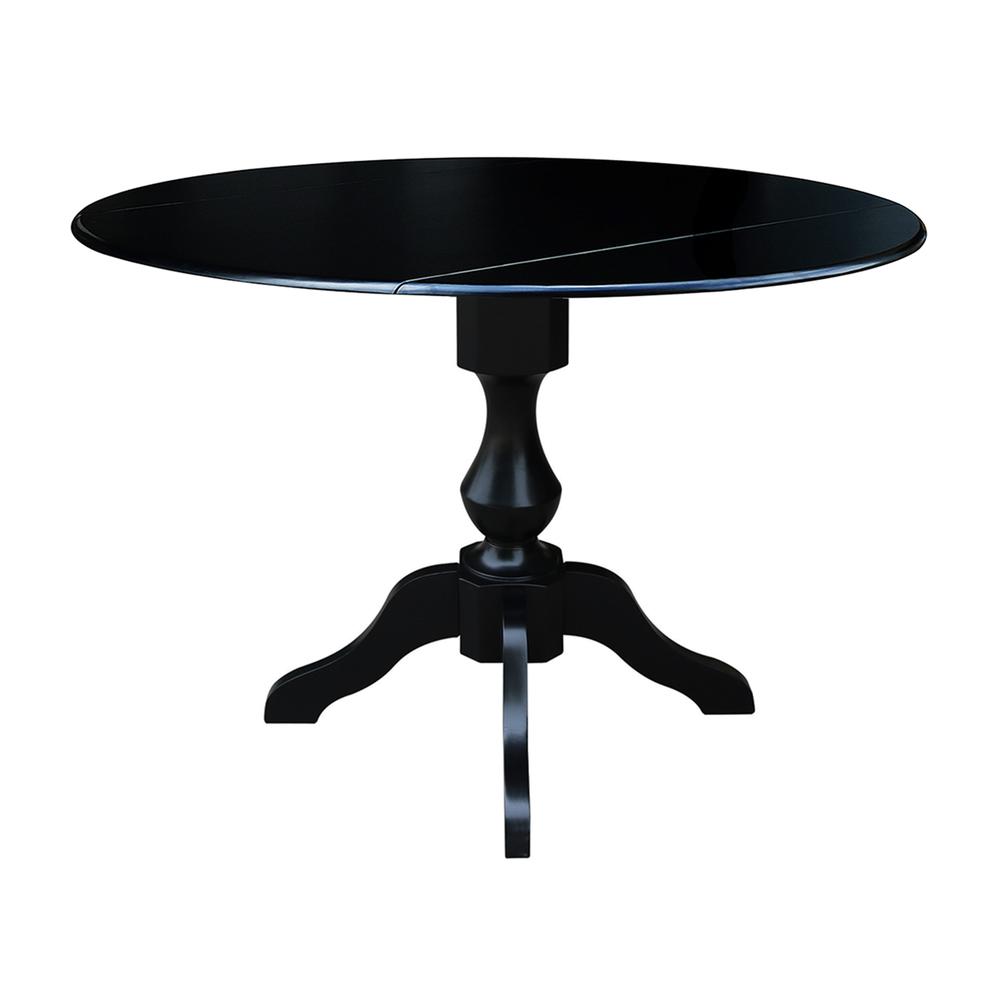 42" Round Dual Drop Leaf Pedestal Table,  29.5"H, Black. Picture 17