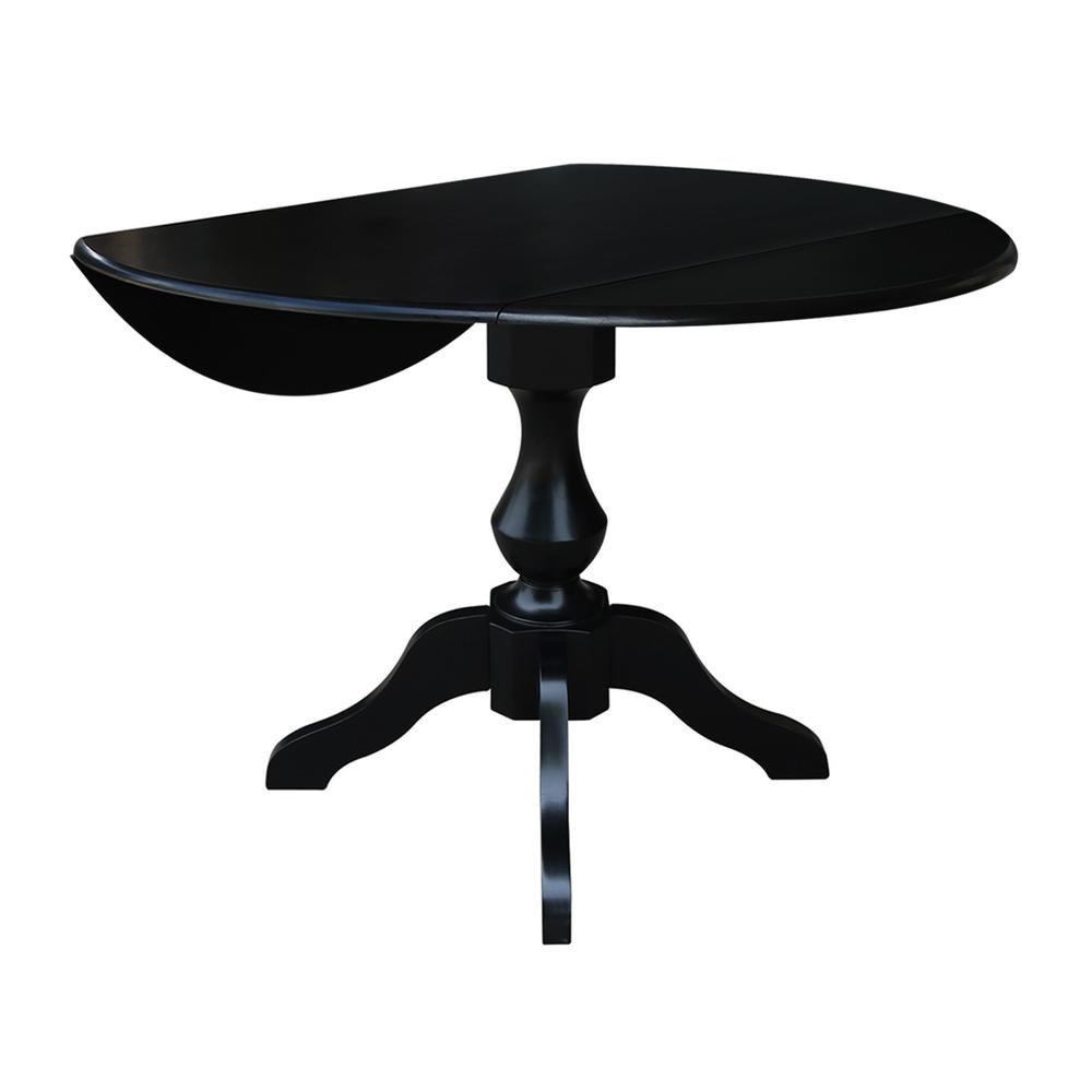 42" Round Dual Drop Leaf Pedestal Table,  29.5"H, Black. Picture 15