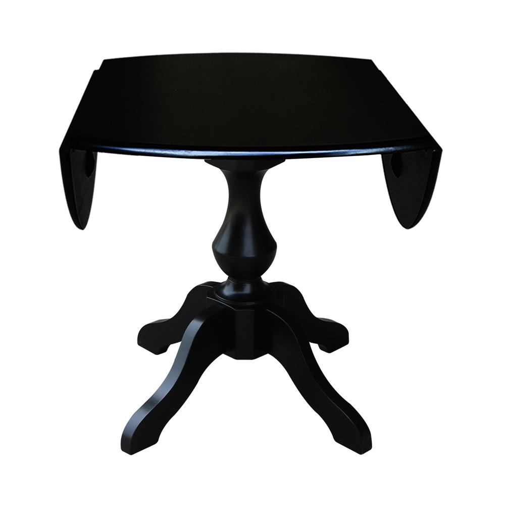 42" Round Dual Drop Leaf Pedestal Table,  29.5"H, Black. Picture 18