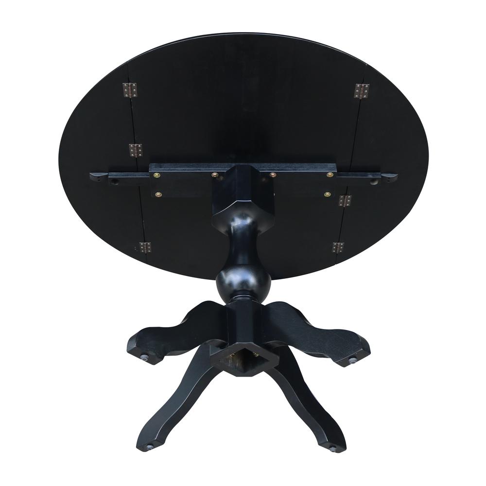 42" Round Dual Drop Leaf Pedestal Table,  29.5"H, Black. Picture 19