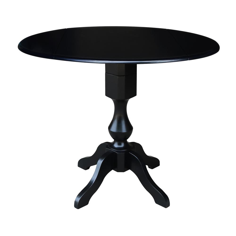 42" Round Dual Drop Leaf Pedestal Table,  29.5"H, Black. Picture 42