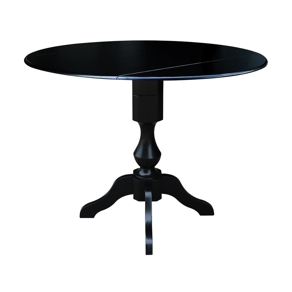 42" Round Dual Drop Leaf Pedestal Table,  29.5"H, Black. Picture 28