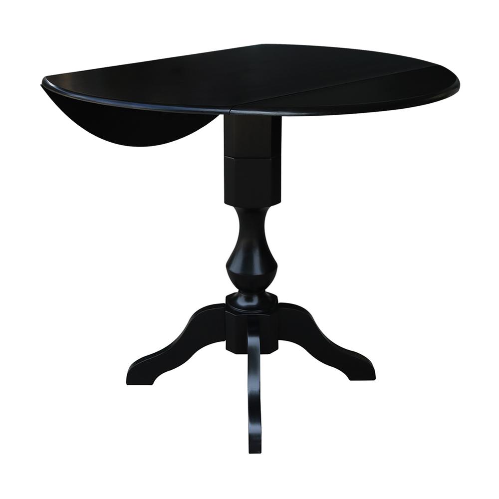 42" Round Dual Drop Leaf Pedestal Table,  29.5"H, Black. Picture 26