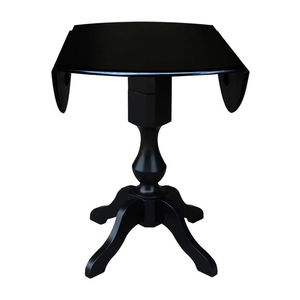 42" Round Dual Drop Leaf Pedestal Table,  29.5"H, Black. Picture 29