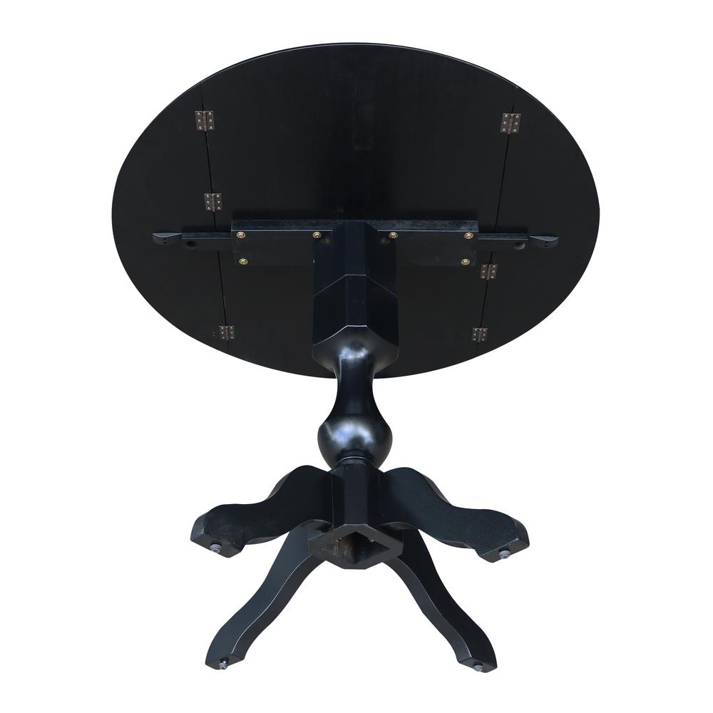 42" Round Dual Drop Leaf Pedestal Table,  29.5"H, Black. Picture 30