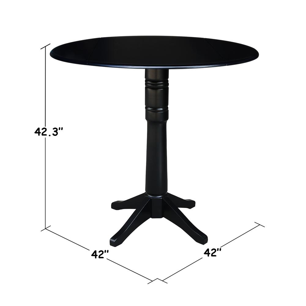 42" Round Dual Drop Leaf Pedestal Table,  36.3"H. Picture 8