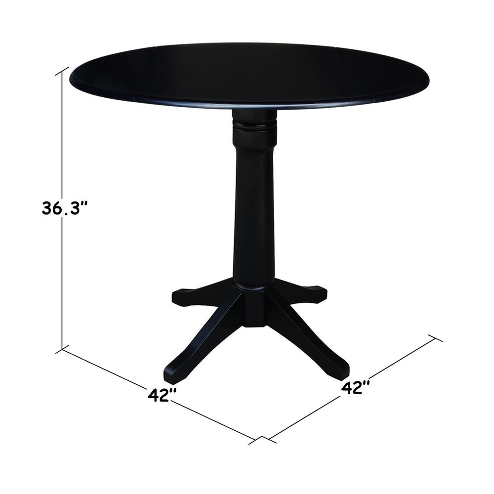 42" Round Dual Drop Leaf Pedestal Table,  36.3"H. Picture 1