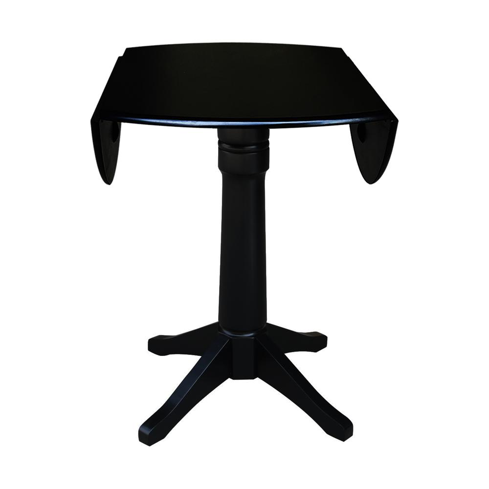 42" Round Dual Drop Leaf Pedestal Table,  36.3"H, Black. Picture 6