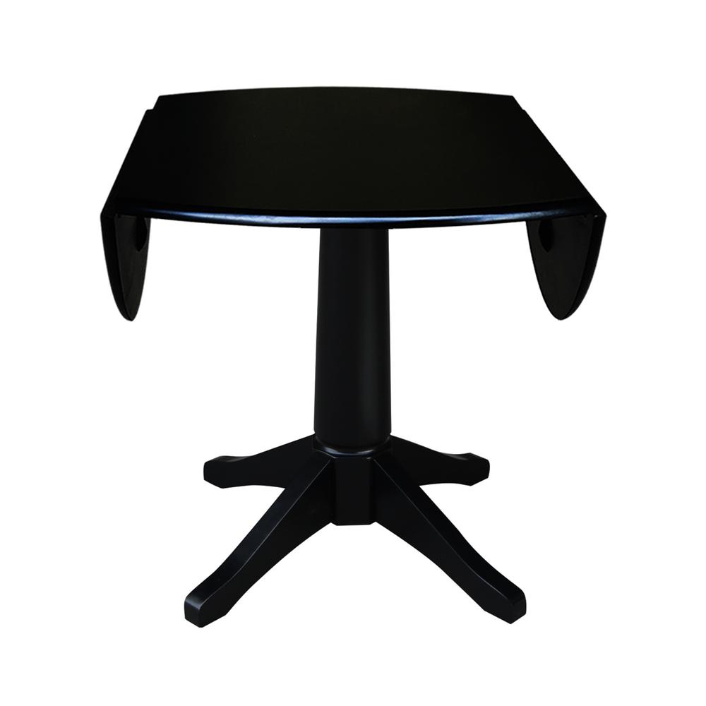 42" Round Dual Drop Leaf Pedestal Table,  29.5"H, Black. Picture 51