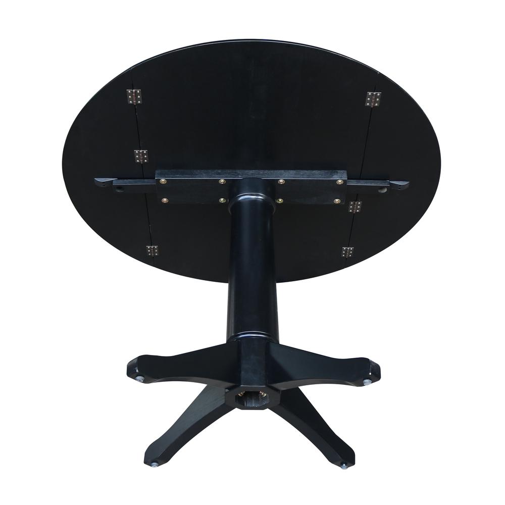 42" Round Dual Drop Leaf Pedestal Table,  29.5"H, Black. Picture 52